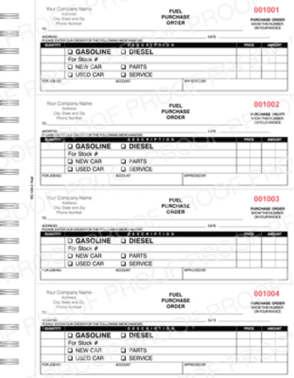 Picture of FUEL Purchase Order Book - 3 Part Carbonless Imprinted (NC-124-3-FUEL)