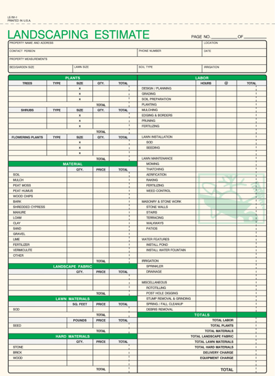 Picture of Landscaping Estimate (LE-791-1)