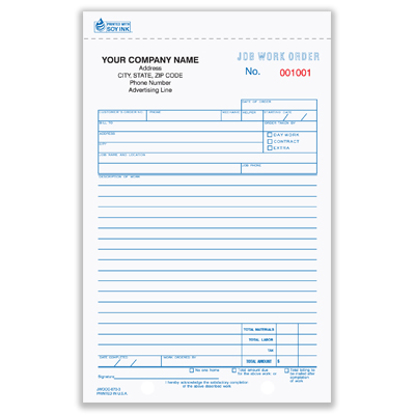 3 Part Custom Work Order Forms | BF&S