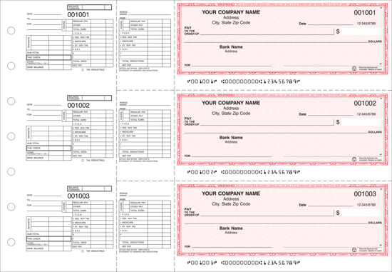 Picture of 7-Ring Binder Payroll Checks 1 Part Red (DFC-192-1)
